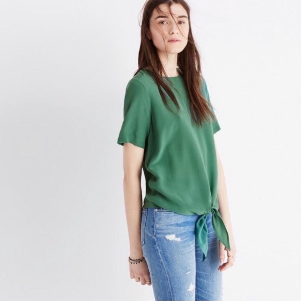 Madewell + silk tie front blouse